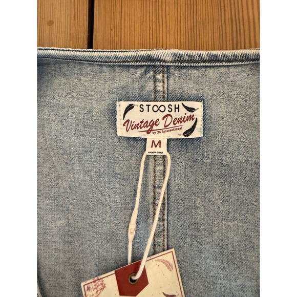 Stoosh Vintage Denim Acid Wash Rhinestone Vest NWT Womens Large Western - Picture 3 of 6